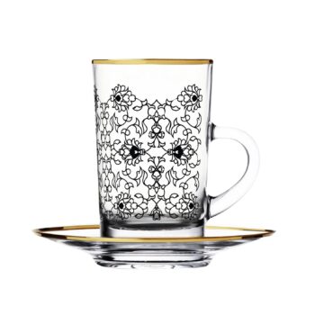 Dimlaj Tea Cup Gold Black Touch Glory 12 pcs Set