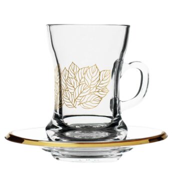 Dimlaj Tea Cup & Saucer Gold Touch Floret 12 pcs Set