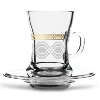 Dimlaj Tea Cup & Saucer Gold Touch Diamond 12 pcs Set
