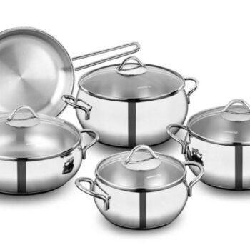 Korkmaz Cookware Set Stainless Steel Tombik 9pc