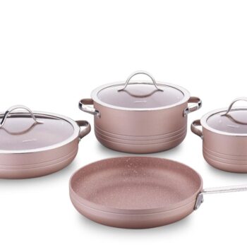 Korkmaz Cookware Set Granite Linea 7pcs Rose Gold
